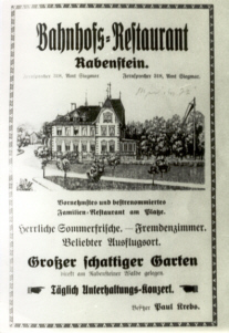 Werbung vom Bahnhofs- Restaurant Rabenstein